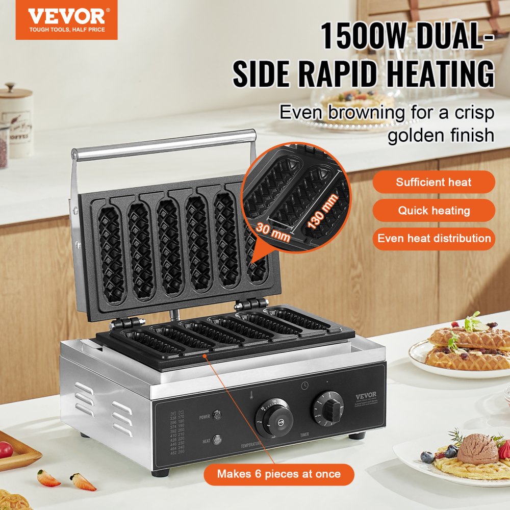 HT-119 - Stainless Steel Waffle Baker with Timer for Perfect Waffles