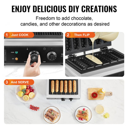 HT-119 - Stainless Steel Waffle Baker with Timer for Perfect Waffles