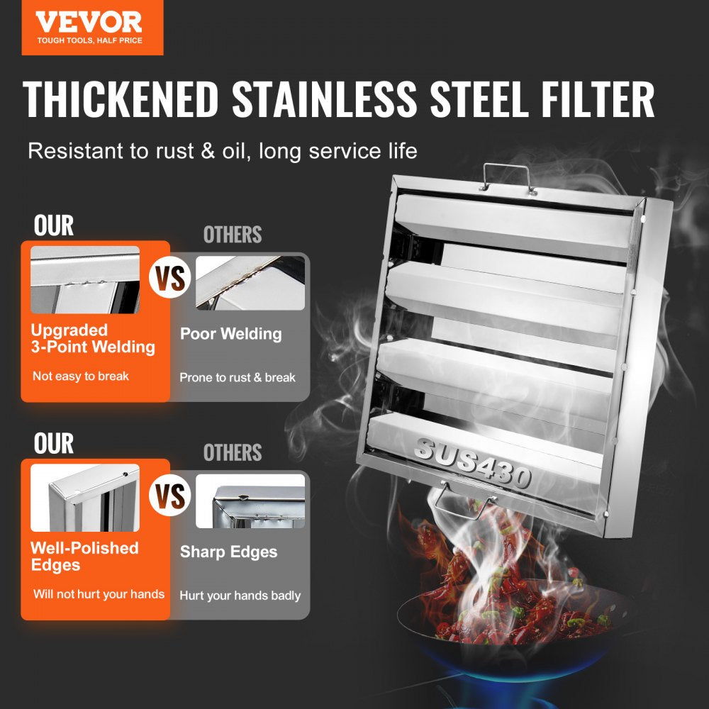 HGSS-001 - Durable 430 Stainless Steel Hood Filter Set for Commercial Kitchens