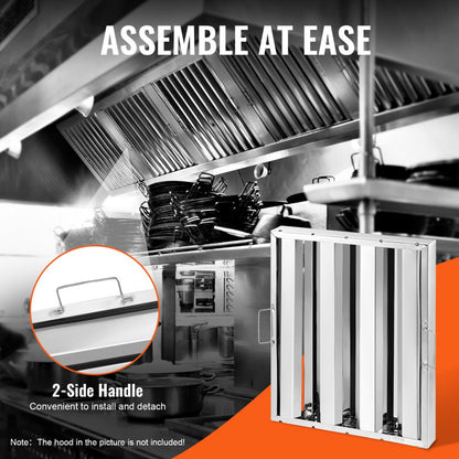 HGSS-001 - Durable 430 Stainless Steel Hood Filter Set for Commercial Kitchens