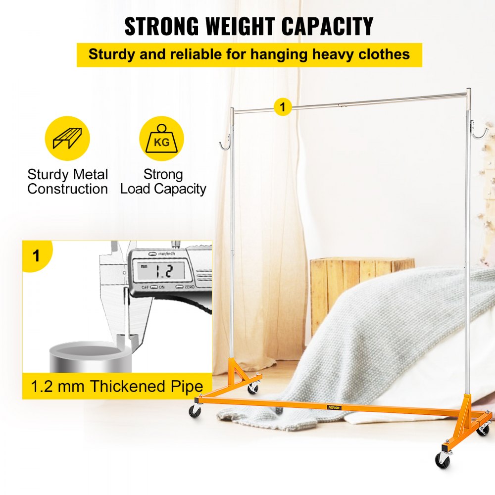 SZOON611 - Heavy-Duty Rolling Garment Rack with Lockable Casters