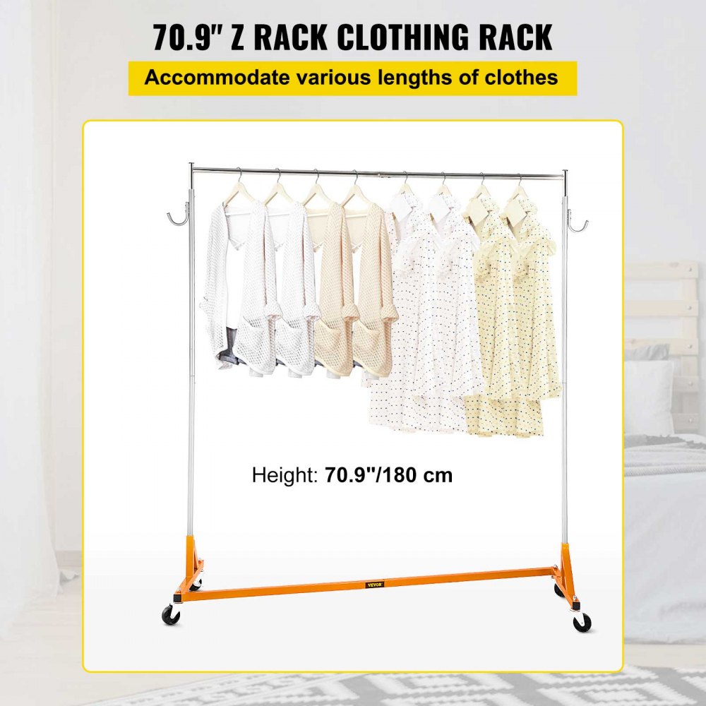 SZOON611 - Heavy-Duty Rolling Garment Rack with Lockable Casters