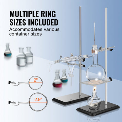 YHEO-4 - Durable Stainless Steel Lab Stand Support, 23.6" with Adjustable Clamps