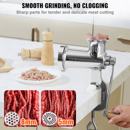 010503373782 - Premium Stainless Steel Manual Meat Grinder with Sausage Stuffing Tube