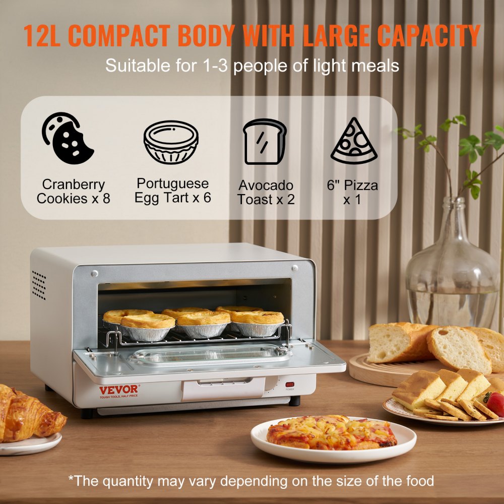TM121-J - 12L VEVOR Steam Oven Toaster, 1300W with 7 Cooking Modes
