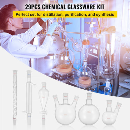 29PC & 24/40 - 29-Piece Distillation Glassware Set for Essential Oils