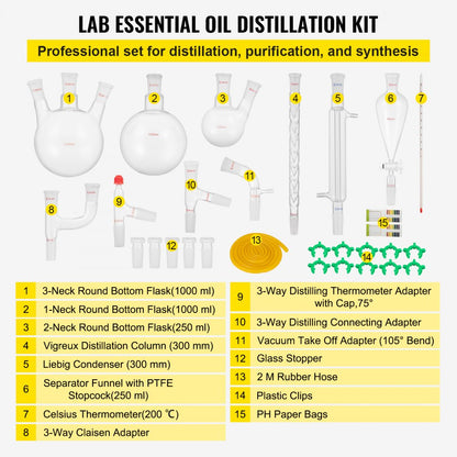 29PC & 24/40 - 29-Piece Distillation Glassware Set for Essential Oils