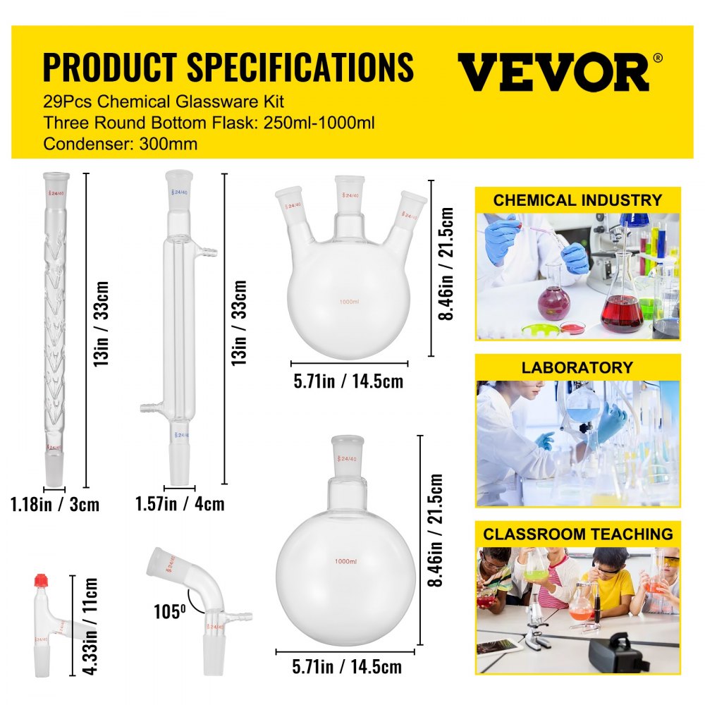 29PC & 24/40 - 29-Piece Distillation Glassware Set for Essential Oils