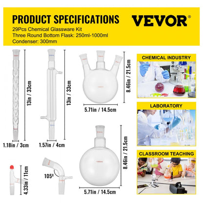 29PC & 24/40 - 29-Piece Distillation Glassware Set for Essential Oils