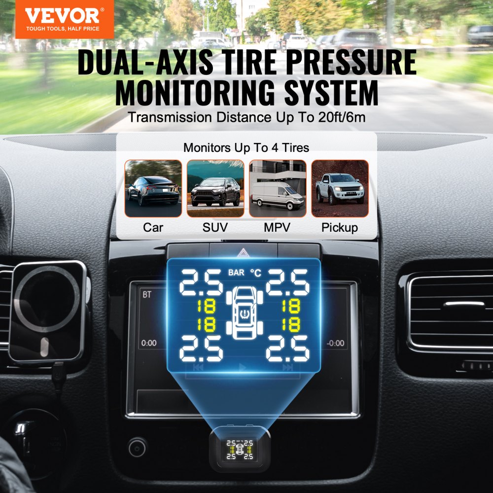 C110 - Real-Time RV Tire Pressure Monitor with 4 Sensors & HD Display