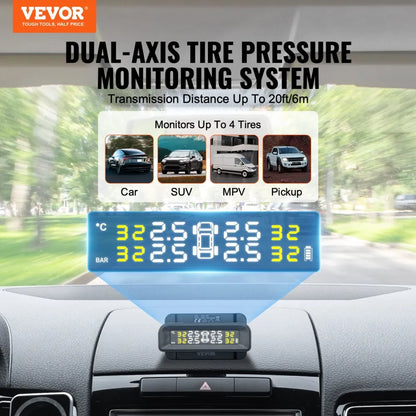 C260 - Real-Time RV Tire Pressure Monitor with 4 Sensors & Solar Charging