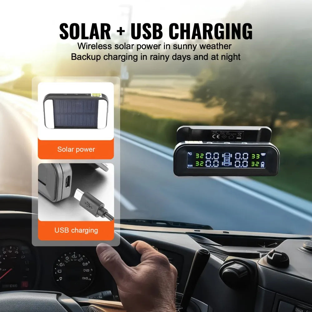 C260 - Real-Time RV Tire Pressure Monitor with 4 Sensors & Solar Charging