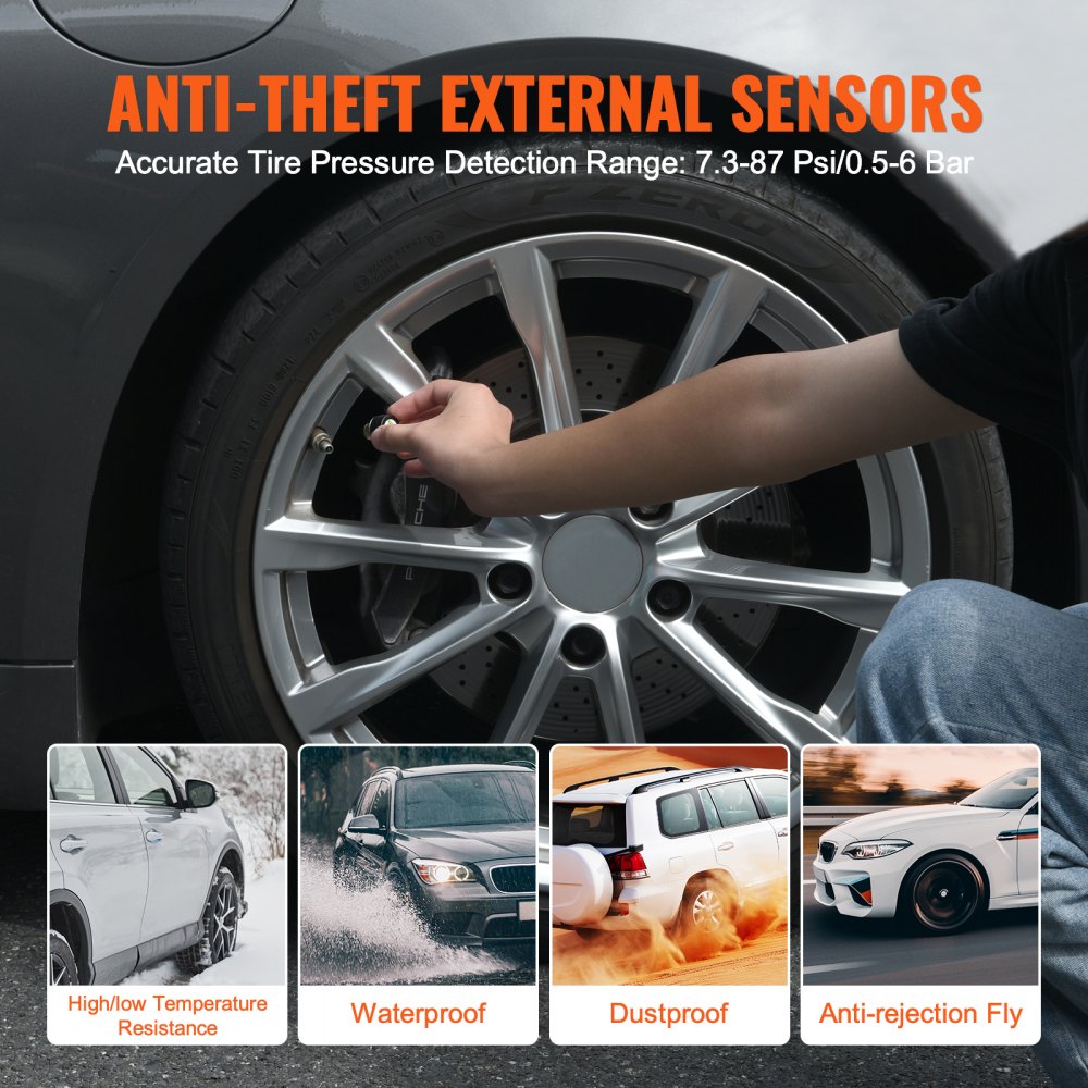 C260 - Real-Time RV Tire Pressure Monitor with 4 Sensors & Solar Charging