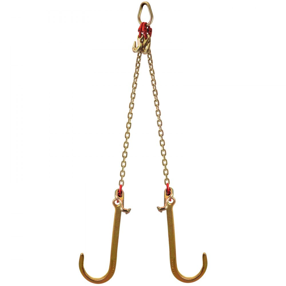 4 ft V Bridle Chain - G80 Steel Tow Chain with Multiple Hooks