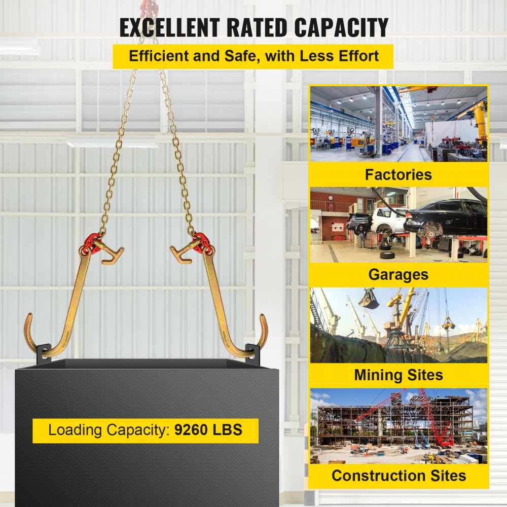 4.3 ft V Bridle Chain - G80 Steel Tow Chain with Hooks