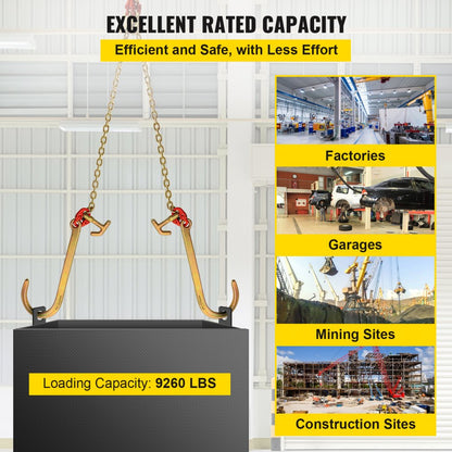 4.3 ft V Bridle Chain - G80 Steel Tow Chain with Hooks