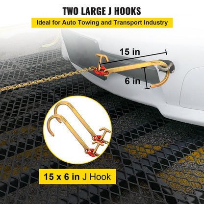 4.3 ft V Bridle Chain - G80 Steel Tow Chain with Hooks