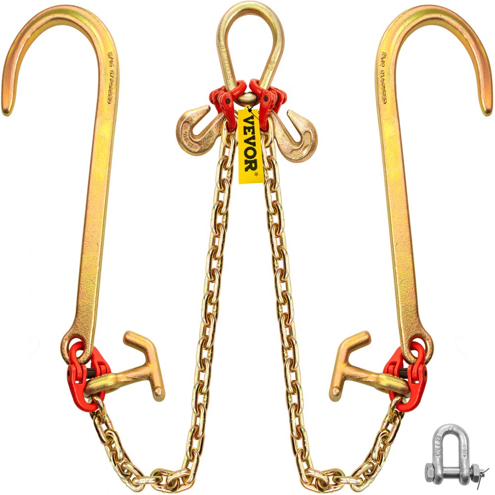 4.3 ft V Bridle Chain - G80 Steel Tow Chain with Hooks