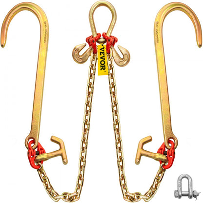 4.3 ft V Bridle Chain - G80 Steel Tow Chain with Hooks