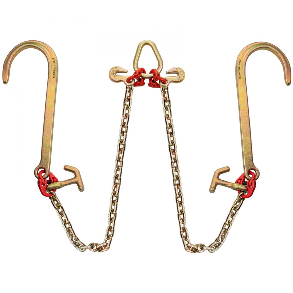 4.3 ft V Bridle Chain - G80 Steel Tow Chain with Hooks