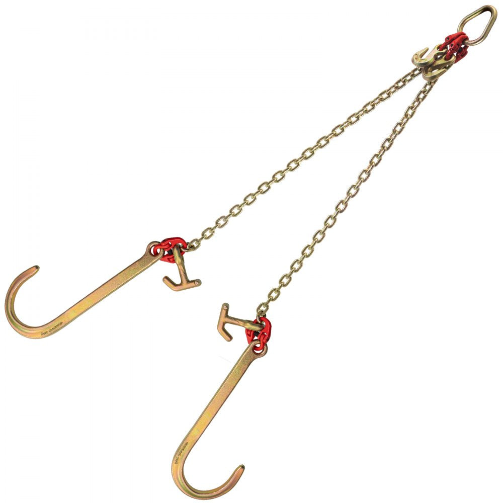 4.3 ft V Bridle Chain - G80 Steel Tow Chain with Hooks