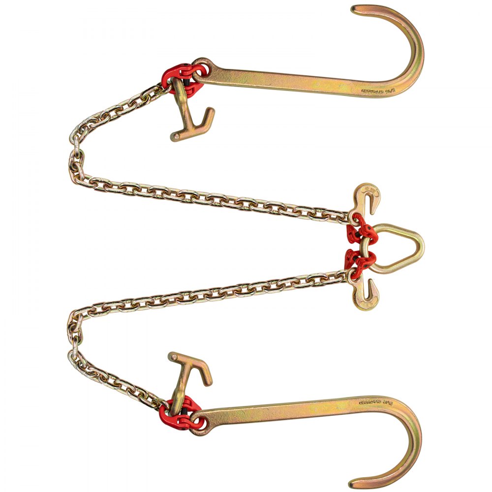 4.3 ft V Bridle Chain - G80 Steel Tow Chain with Hooks