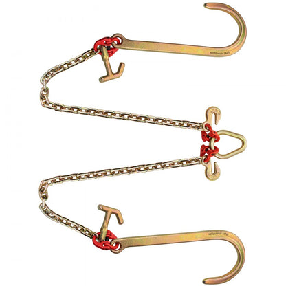 4.3 ft V Bridle Chain - G80 Steel Tow Chain with Hooks