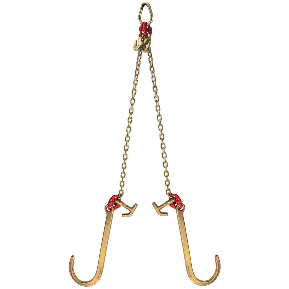 4.3 ft V Bridle Chain - G80 Steel Tow Chain with Hooks