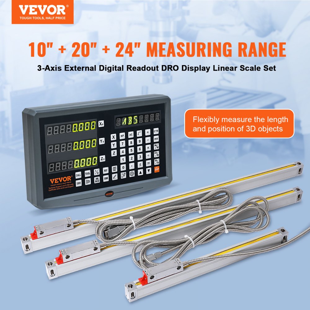 SNS-3V-YE102024 - 3 Axis DRO Display Kit with 5 Micron Precision Scales