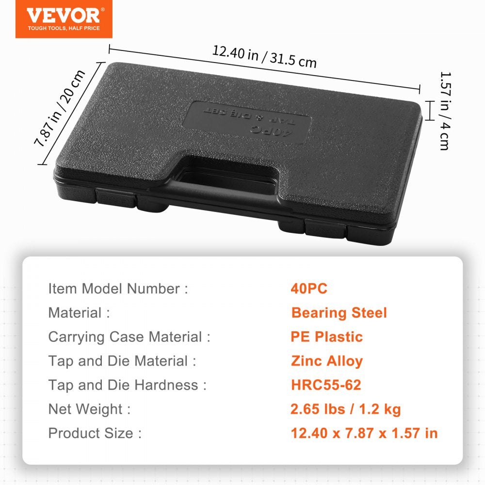40PC - VEVOR 24-Piece Metric Tap & Die Set for Automotive Projects