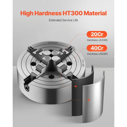 K72 250 - Durable 10-Inch HT300 Lathe Chuck for Precision Machining