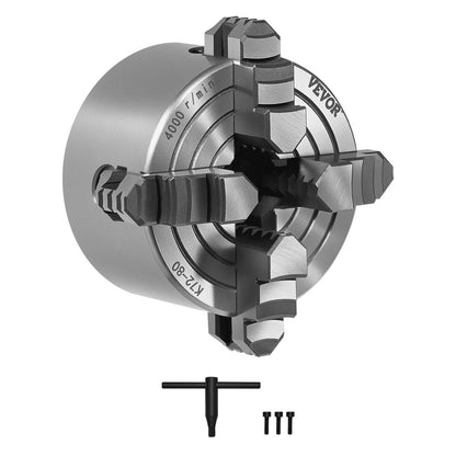 K72 80 - 3-Inch Self-Centering Lathe Chuck, Durable HT300 Cast Iron