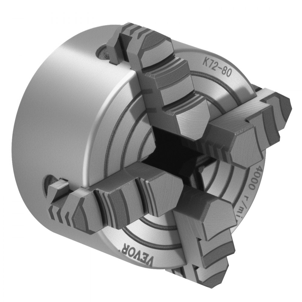 K72 80 - 3-Inch Self-Centering Lathe Chuck, Durable HT300 Cast Iron