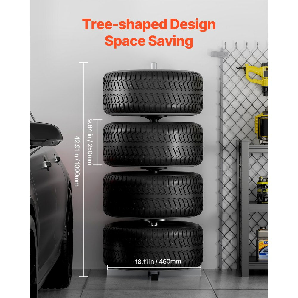 TC0510NW - Space-Saving Tire Stand for 4 Tires, Holds Up to 225mm Wide
