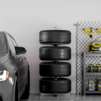 TC0510NW - Space-Saving Tire Stand for 4 Tires, Holds Up to 225mm Wide
