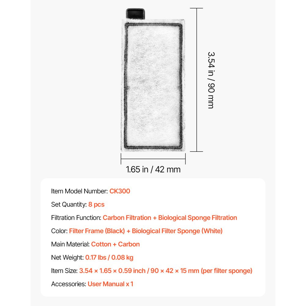 CK300 - 8-Pack Aquarium Filter for Enhanced Water Quality and Clarity