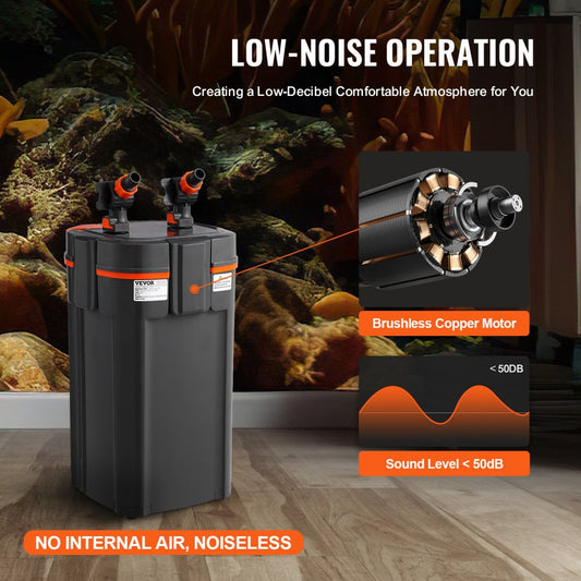 AQ-905F-UV 12W - 317GPH Ultra-Quiet 4-Stage Canister Aquarium Filter