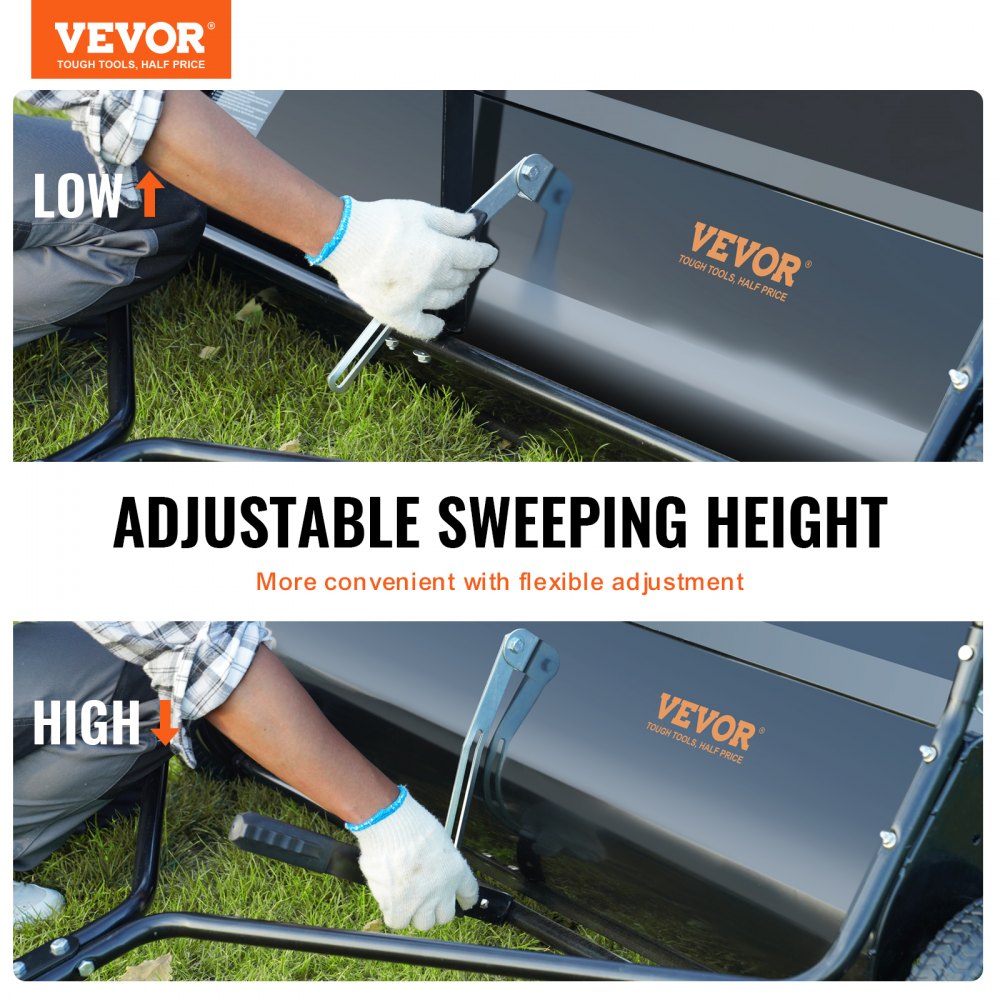 GT1113 - 48.5" Tow-Behind Lawn Sweeper with Adjustable Height & Large Hopper