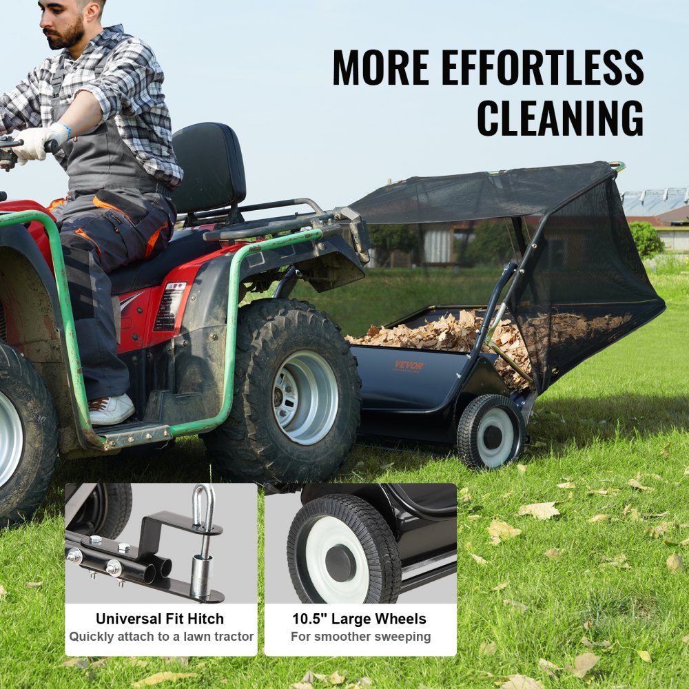 GT1113 - 48.5" Tow-Behind Lawn Sweeper with Adjustable Height & Large Hopper