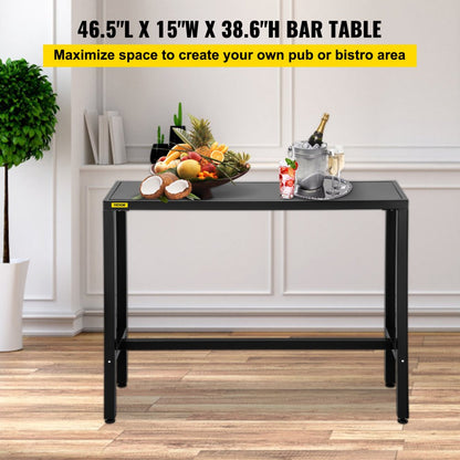SS-YJH-00016 - 46.5" Black Outdoor Bar Table with Adjustable Feet