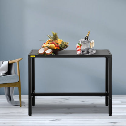 SS-YJH-00016 - 46.5" Black Outdoor Bar Table with Adjustable Feet
