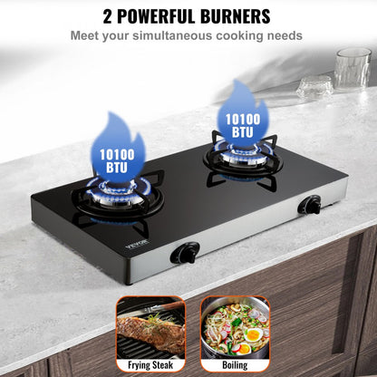 MGTG-7102 - 28" Portable Gas Cooktop with Black Tempered Glass Design