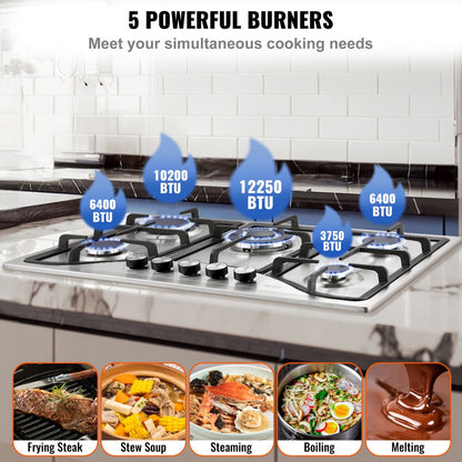 MGBS-312B4 - 30-Inch Dual Fuel Gas Cooktop with Elegant Stainless Steel Design
