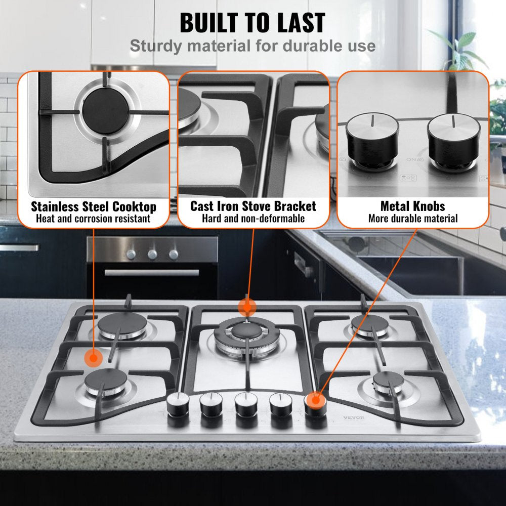 MGBS-312B4 - 30-Inch Dual Fuel Gas Cooktop with Elegant Stainless Steel Design