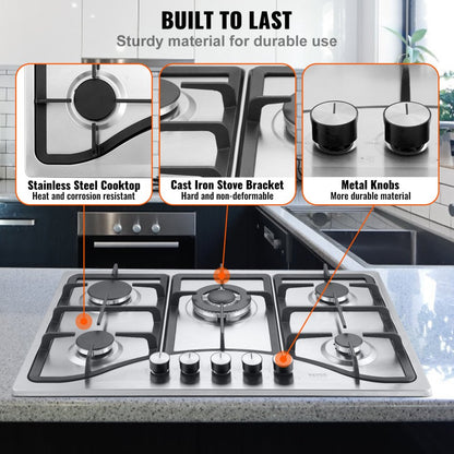 MGBS-312B4 - 30-Inch Dual Fuel Gas Cooktop with Elegant Stainless Steel Design