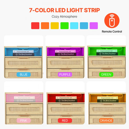 SR248011-US--1PC - Versatile Rattan Nightstand with Built-in Power Strip