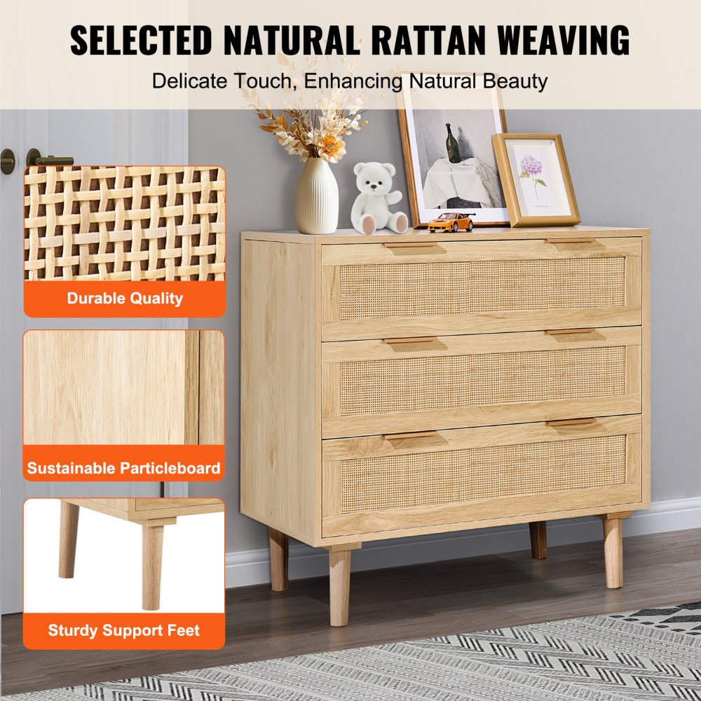 SR191525-ND - Elegant Rattan Dresser with Anti-Tip Design and Sturdy Build
