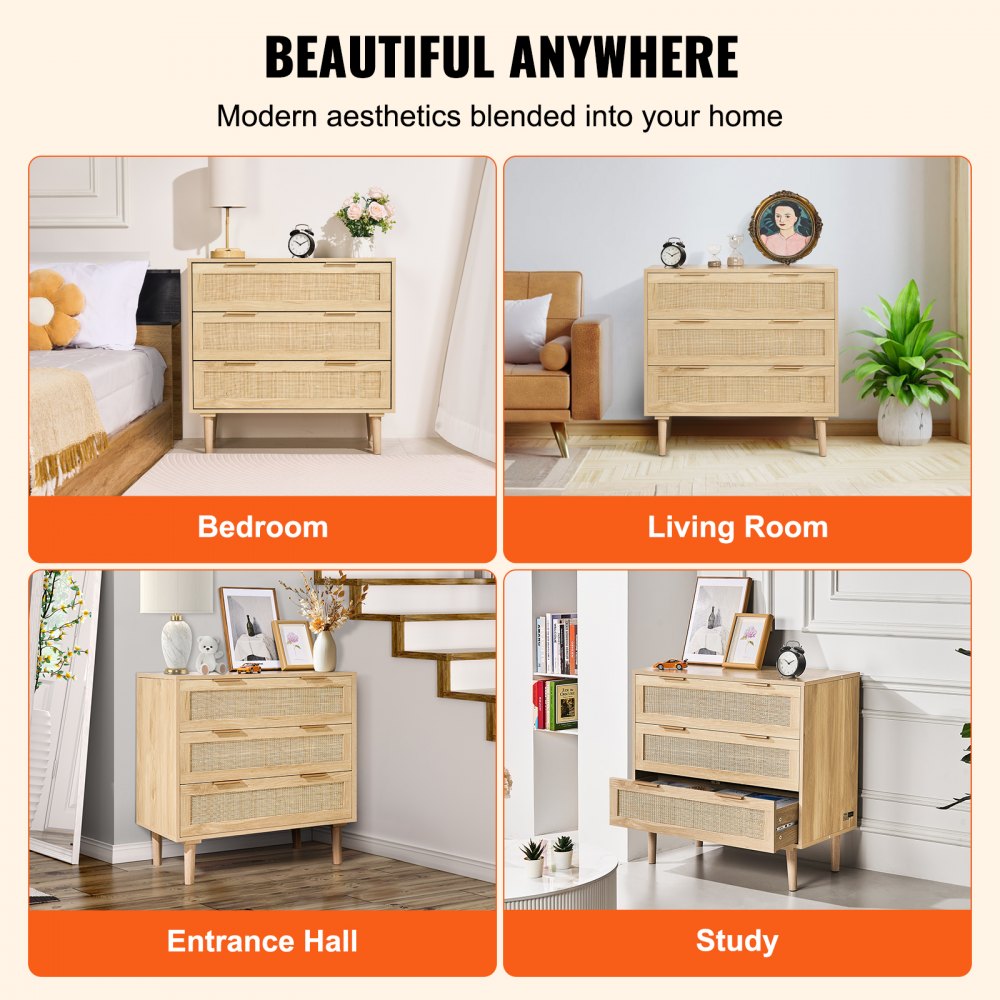 SR191525-ND - Elegant Rattan Dresser with Anti-Tip Design and Sturdy Build