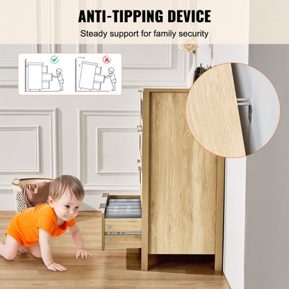 SR245069 - Versatile Rattan Dresser with Anti-Tip Design and Durable Frame