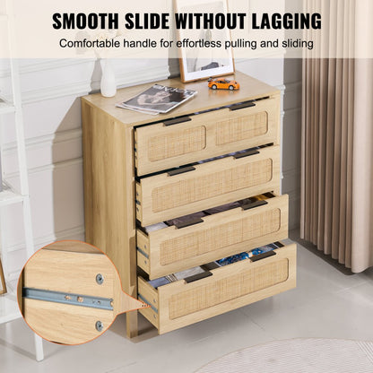 SR245069 - Versatile Rattan Dresser with Anti-Tip Design and Durable Frame